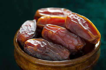Dried date fruit in the plate