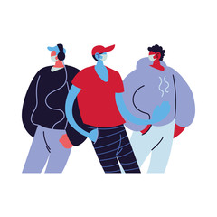 young men using face masks