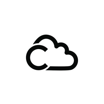 cloud line letter font c logo design
