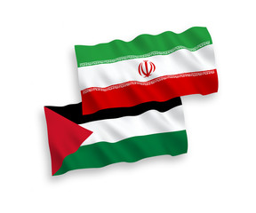 Flags of Palestine and Iran on a white background
