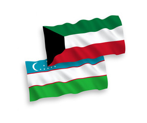 Obraz premium Flags of Uzbekistan and Kuwait on a white background
