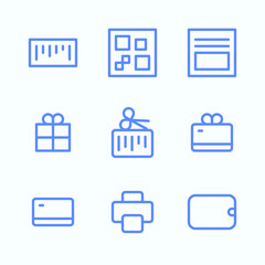 Icon set of the online payment methods. Digital and electronic commerce icons. Round and thin vector illustration of the digital banking.  
