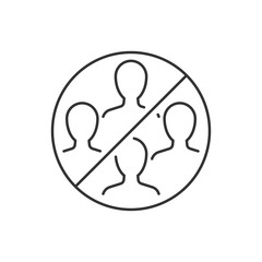 Do not gather in groups linear icon. Editable stroke