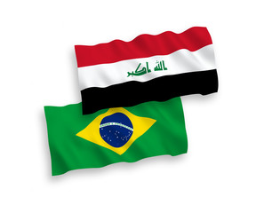 Flags of Brazil and Iraq on a white background