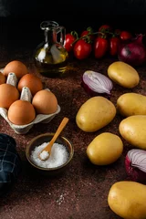 Foto op Plexiglas Spanish omelette tortilla ingredients © Anastasia Turshina