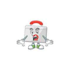 Fototapeta premium A cartoon design of first aid kit showing an amazed gesture