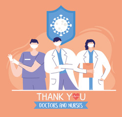 thank you doctors and nurses, physicians and nurse team, coronavirus protection