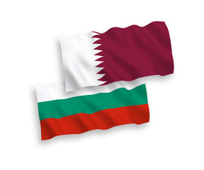 Flags of Qatar and Bulgaria on a white background