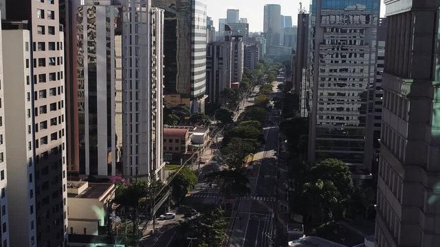 Aerial view to Berrini avenue and the buildings, Sao Paulo, Brazil