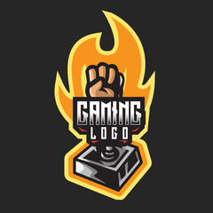 Hands, both hands, abstract hands with joystick game controller esport vector logo design template