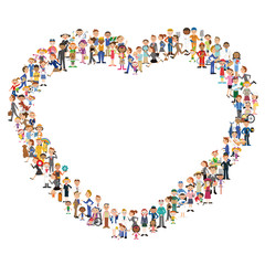 ハートのシルエットを作る集団