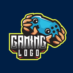 Hands, both hands, abstract hands with joystick game controller esport vector logo design template