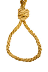 Deadly loop of rope isolated on white background. Concept of death penalty or suicide