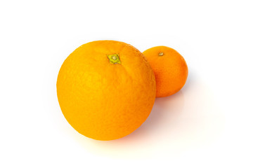 mandarin and orange isolated white