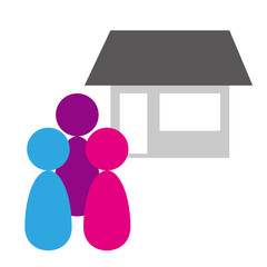 House and people illustration material