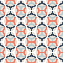 Vector colored subtle hexagon seamless pattern of mesh. Simple delicate intertwined geometric texture. Decorative design element. Cream color background. © Jan