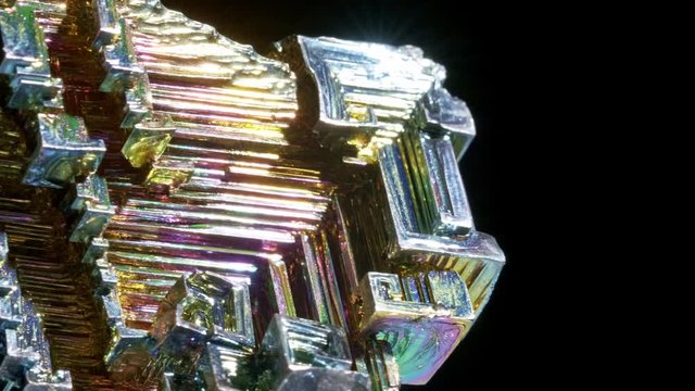 Piece of lab grown Bismuth mineral, an uncommon mineral composed of the element of the same name. Its rarity is about the same as Silver. It usually forms in aesthetic lustrous crystals.