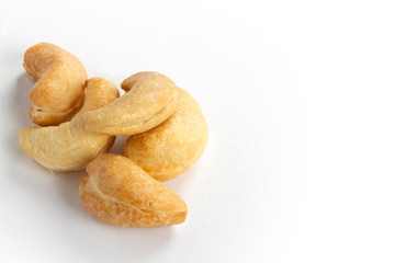 cashews nuts on a white background