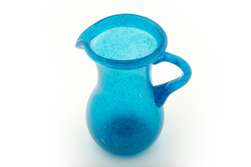 decorative blue glass jug old