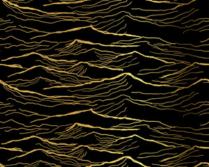 zee patroon japans water zwart goud naadloos