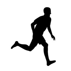 Fototapeta na wymiar vector, white background black silhouette of a running man