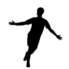 vector, white background black silhouette of a running man