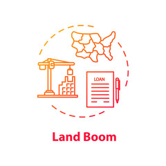 Land boom concept icon. Real estate bubble, housing prices rapid growth idea thin line illustration. Economical, financial crisis management. Vector isolated outline RGB color drawing