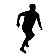 Fototapeta na wymiar vector, white background black silhouette of a running man