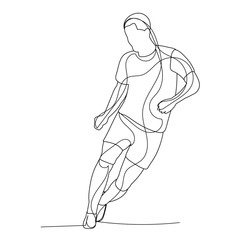 vector, on a white background, a single continuous line drawing of a man running