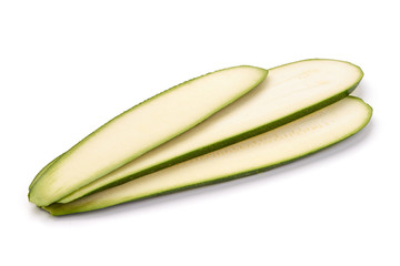 Zucchini slices, isolated on white background