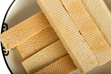 Rectangle shape wafer biscuit. Food background.