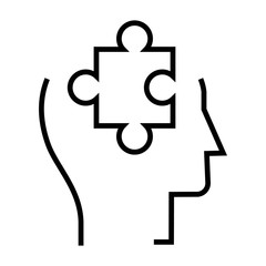 Puzzle piece on human head. Solution icon.