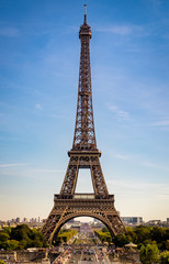 Eiffel Tower seen from Jardins du Trocadero in Paris, France