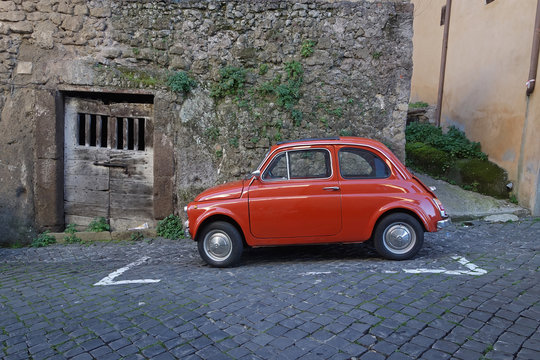 small red  Italian old car