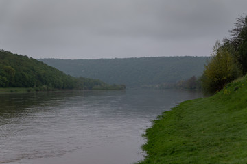 view of the Dniester River in cloudy weather