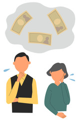 Obraz premium お金の心配をする老夫婦