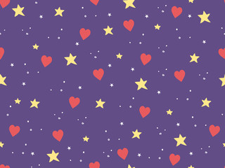 Seamless pattern with stars and balloons. Childish pattern with stars and hearts. Seamless pattern for kids. Cute texture.