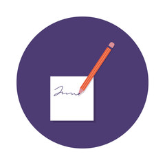 note with pencil block and flat style