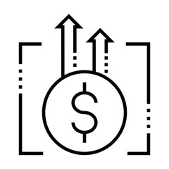 Money growth icon. Dollar increasing sign. Line design.