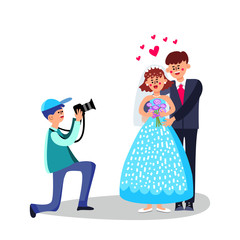 Photographer Character Make Wedding Photo Vector Illustration