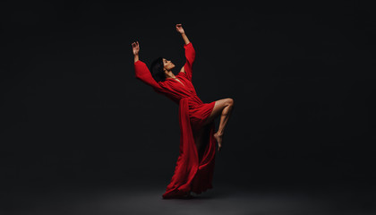 Woman dancing in studio
