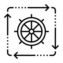 Obraz premium Controlling helm icon. Ship steering sign. Boat wheel symbol.