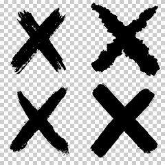 Obraz premium set of hand drawn X Marks isolated on white background. Two Crossed Vector Brush Strokes.sketch check marks.
