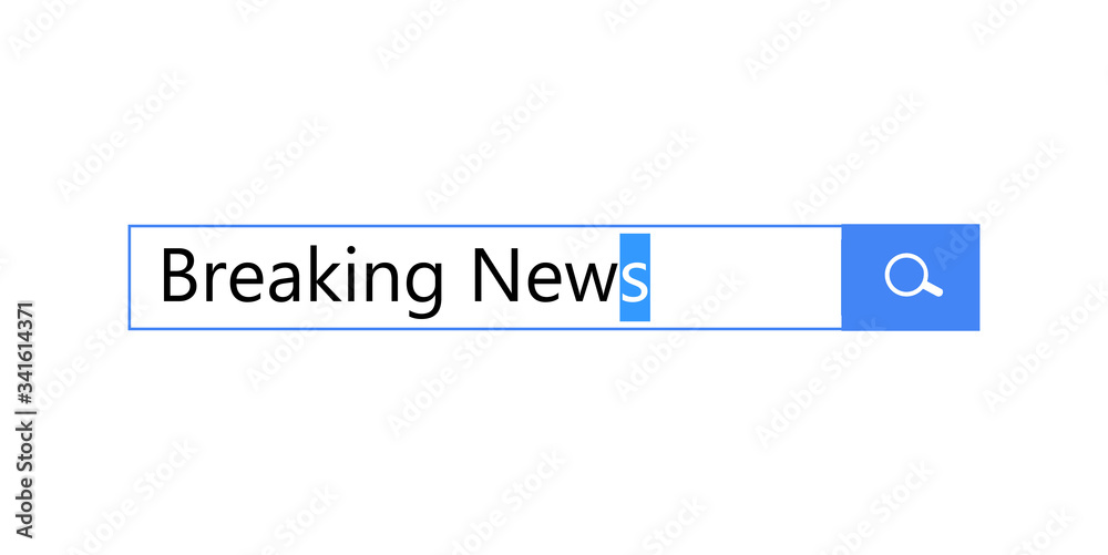 Aufkleber search query for breaking news in browser search bar, vector graphic, isolated flat design element o