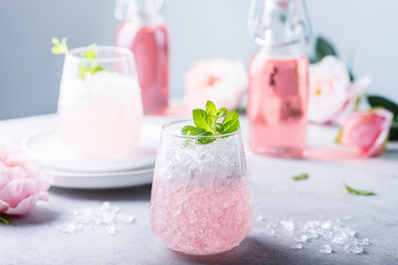 Pink cocktail with crushed ice