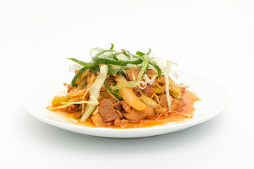 Gochujang bulgogi on white background