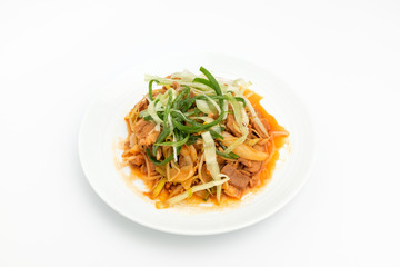 Gochujang bulgogi on white background