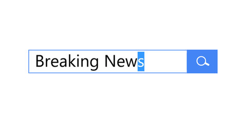 Search query for breaking news in browser search bar, vector graphic, isolated flat design element on white background.