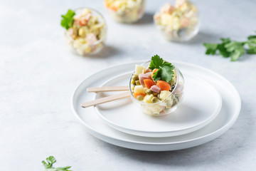 Traditional Russian salad Olivier