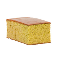 Japanese green tea sponge cake isolated on a white background